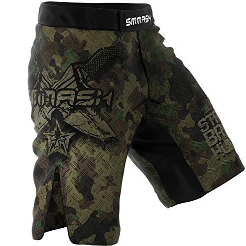 SMMASH Combat 3.0 Deporte Profesionalmente Pantalones Cortos MMA para Hombre, Shorts MMA, BJJ, Grappling, Krav Maga, Material Transpirable y Antibacteriano, (L)