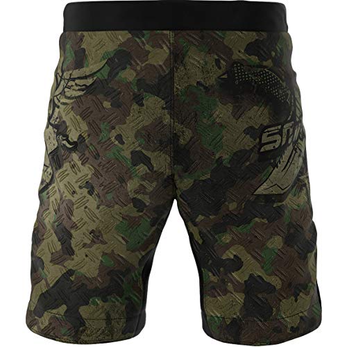 SMMASH Combat 3.0 Deporte Profesionalmente Pantalones Cortos MMA para Hombre, Shorts MMA, BJJ, Grappling, Krav Maga, Material Transpirable y Antibacteriano, (L)