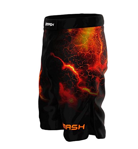 SMMASH Diablo Deporte Profesionalmente Pantalones Cortos MMA para Hombre, Shorts MMA, BJJ, Grappling, Krav Maga, Material Transpirable y Antibacteriano, (M)