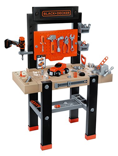 Smoby-Black & Decker-Bricolo Center Taller Banco Herramientas Infantil-función Clavo Sube y Baja-más de 90 Piezas-Incluye Coche para Construir 360701, Color Negro y Rojo, No Installation Smoby-Black & Decker-Bricolo Center Taller Banco Herramientas Infantil-función Clavo Sube y Baja-más de 90 Piezas-Incluye Coche para Construir 360701, Color Negro y Rojo, No Installation