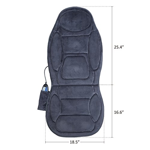 Snailax Cojín de asiento de masaje con espuma de memoria -masajeador de espalda con calor, 6 nodos de masaje de vibración y 3 almohadillas térmicas SL262M