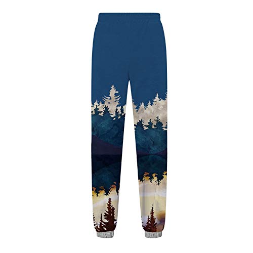 Snakell Pantalones Casuales con Estampado de Paisaje de Bosque de Montaña para Mujer Pantalones de Yoga Pantalones de Jogging de Pierna Recta Holgados