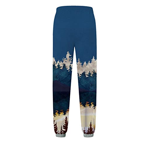 Snakell Pantalones Casuales con Estampado de Paisaje de Bosque de Montaña para Mujer Pantalones de Yoga Pantalones de Jogging de Pierna Recta Holgados