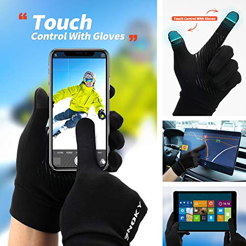 Snoky Guantes Running Pantalla Táctil Guantes Invierno Ciclismo Bicicleta Montar Conducción Senderismo Entrenamiento Delgado Deportes Térmicos Guantes Negros de Forros Manoplas para Hombres Mujeres L