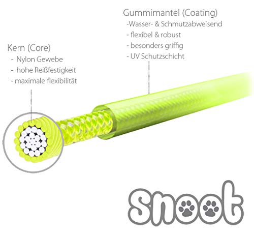 SNOOT 5m de Correa Redonda, Correa de Arrastre, Amarillo neón, Correa de Perro, Correa de Entrenamiento, Muy Estable, Resistente a la Suciedad y al Agua