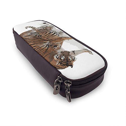 Snow Tiger Madre e hijo PU Lápiz de cuero Estuche para bolígrafos Bolsa con cremallera Útiles escolares para estudiantes Snow Tiger Madre e hijo PU Lápiz de cuero Estuche para bolígrafos Bolsa con cremallera Útiles escolares para estudiantes