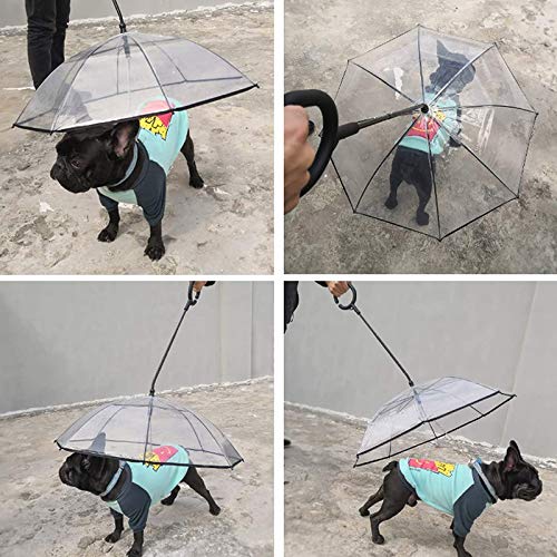 SNOWINSPRING Paraguas para Perros Paraguas Transparente para Perros en DíAs Lluviosos Paraguas con Correa para Perros Peque？Os y Medianos