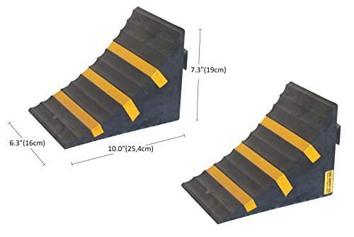 SNS SAFETY LTD RWC-1x2 Cuña para Ruedas de Coches, Goma Servicio Pesado, Amarillo Negro, Dimensiones 25 cm x 16 cm x 19 cm (Paquete de 2)