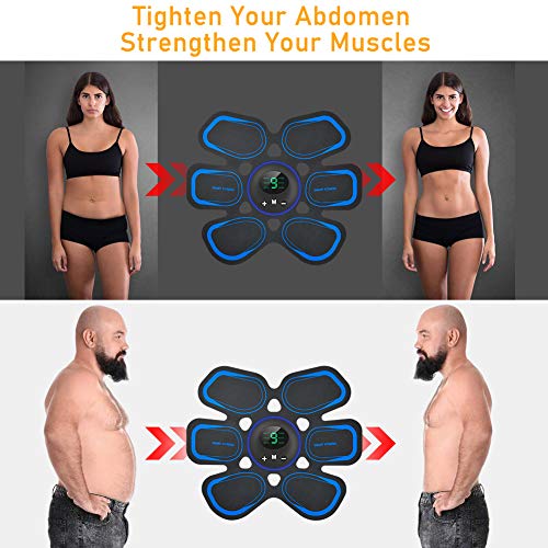 SNUNGPHIR® Electroestimulador Muscular Abdominales Electroestimulador Muscular USB Recargable, 6 Modos 9 Niveles de Intensidad para Abdomen/Cintura/Pierna/Brazo Fortalecimiento Muscular Hombre Mujer