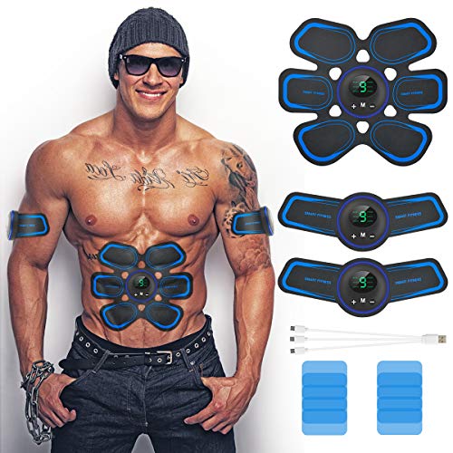 SNUNGPHIR® Electroestimulador Muscular Abdominales Electroestimulador Muscular USB Recargable, 6 Modos 9 Niveles de Intensidad para Abdomen/Cintura/Pierna/Brazo Fortalecimiento Muscular Hombre Mujer