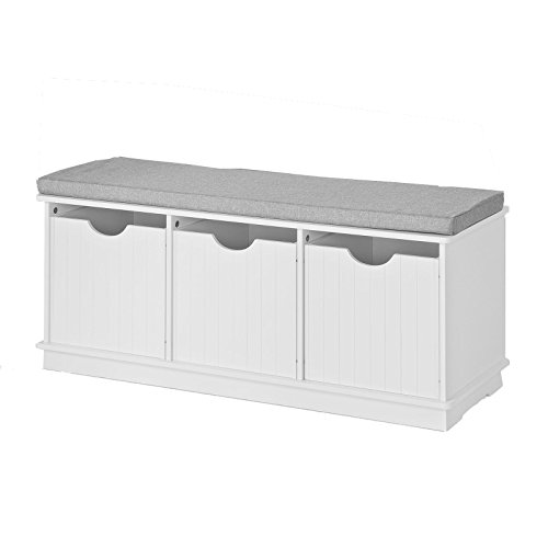 SoBuy Banco de Almacenamiento con Acolchados Cojines y 3 Cubos, Estante del Zapato, FSR30-W, ES SoBuy Banco de Almacenamiento con Acolchados Cojines y 3 Cubos, Estante del Zapato, FSR30-W, ES