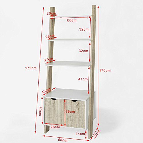 SoBuy Estanterías Librerias, Biblioteca de Almacenamiento en Rack 4 Estantes con 1 Armario Moderno, FRG110-WN, ES SoBuy Estanterías Librerias, Biblioteca de Almacenamiento en Rack 4 Estantes con 1 Armario Moderno, FRG110-WN, ES