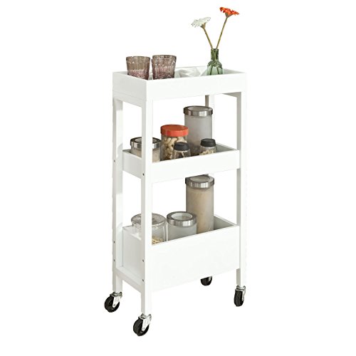 SoBuy FKW49-W,ES Carrito de Cocina, Carrito de Servir- 3 Estantes, 4 Ruedas-Blanco SoBuy FKW49-W,ES Carrito de Cocina, Carrito de Servir- 3 Estantes, 4 Ruedas-Blanco