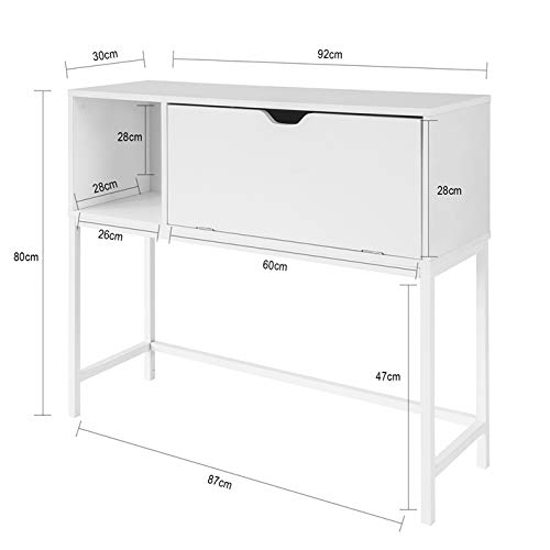 SoBuy FSB21-W Mesa de Entrada Recibidor Mesa de Consola con Cajón 92 x 30 x 80 cm ES