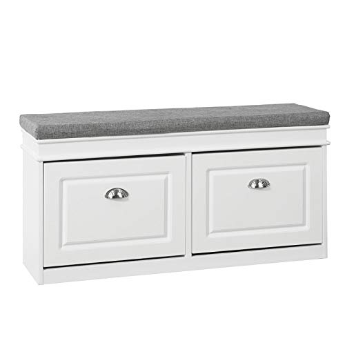 SoBuy FSR64-W Zapatero Banco con 2 cajones,Banco con almacenaje,L104 x P24 x H52cm,ES (2 Cajones) SoBuy FSR64-W Zapatero Banco con 2 cajones,Banco con almacenaje,L104 x P24 x H52cm,ES (2 Cajones)