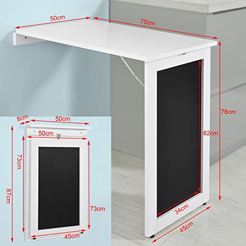 SoBuy FWT20-W,Mesa Plegable de Pared, Escritorio para Fijar en la Pared,con Pizarra Frontal,Blanco,Es SoBuy FWT20-W,Mesa Plegable de Pared, Escritorio para Fijar en la Pared,con Pizarra Frontal,Blanco,Es