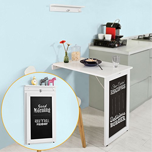 SoBuy FWT20-W,Mesa Plegable de Pared, Escritorio para Fijar en la Pared,con Pizarra Frontal,Blanco,Es SoBuy FWT20-W,Mesa Plegable de Pared, Escritorio para Fijar en la Pared,con Pizarra Frontal,Blanco,Es