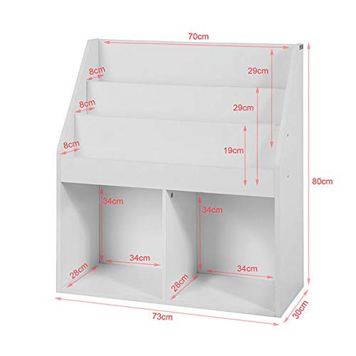 SoBuy Librería Infantil para Niños con 3 Estanterías, Estantería Estándar Infantil,Blanco,H80cm,KMB01-W,ES