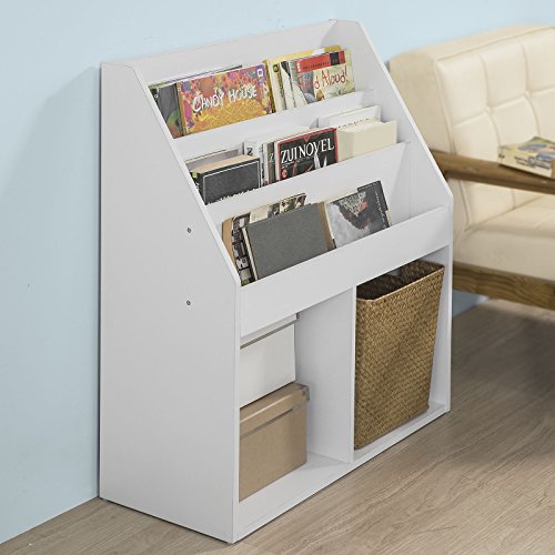 SoBuy Librería Infantil para Niños con 3 Estanterías, Estantería Estándar Infantil,Blanco,H80cm,KMB01-W,ES