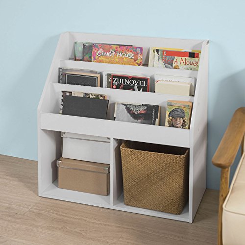 SoBuy Librería Infantil para Niños con 3 Estanterías, Estantería Estándar Infantil,Blanco,H80cm,KMB01-W,ES