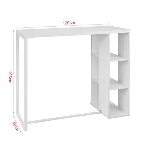 SoBuy Mesa de Escritorio Alta, Mesa de Ordenador con 3 Estantes,Color Blanco, L120 x H105 cm,FWT39-W,ES (Mesa) SoBuy Mesa de Escritorio Alta, Mesa de Ordenador con 3 Estantes,Color Blanco, L120 x H105 cm,FWT39-W,ES (Mesa)