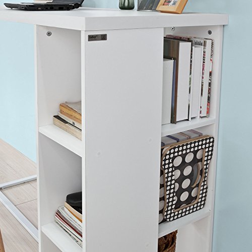 SoBuy Mesa de Escritorio Alta, Mesa de Ordenador con 3 Estantes,Color Blanco, L120 x H105 cm,FWT39-W,ES (Mesa)