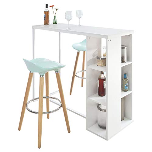 SoBuy Mesa de Escritorio Alta, Mesa de Ordenador con 3 Estantes,Color Blanco, L120 x H105 cm,FWT39-W,ES (Mesa)