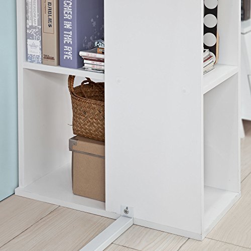 SoBuy Mesa de Escritorio Alta, Mesa de Ordenador con 3 Estantes,Color Blanco, L120 x H105 cm,FWT39-W,ES (Mesa)
