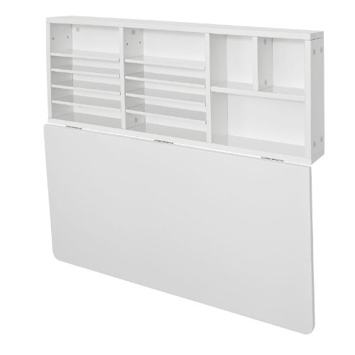 SoBuy Mesa plegable de pared con estante integrado, B90 x H36 x T60cm FWT07-W,color blanco,ES