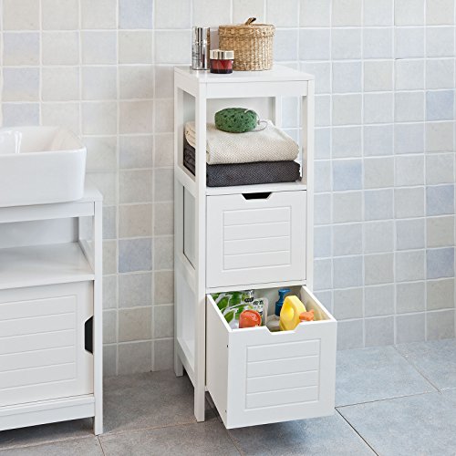 SoBuy Mueble Columna de Baño, Armario para Baño - 1 Estante y 2 Cajones, FRG127-W, ES (Blanco) SoBuy Mueble Columna de Baño, Armario para Baño - 1 Estante y 2 Cajones, FRG127-W, ES (Blanco)