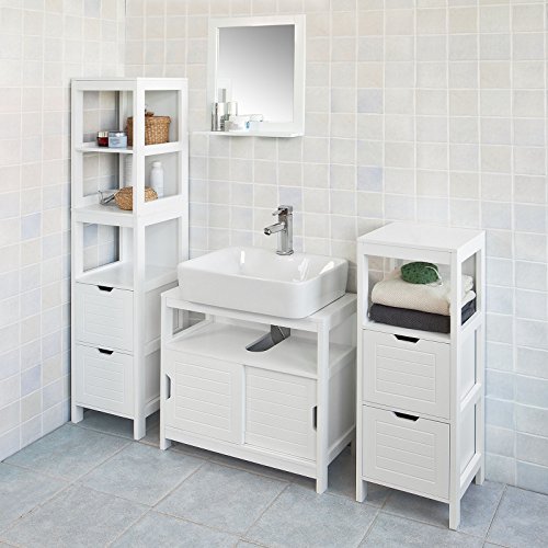 SoBuy Mueble Columna de Baño, Armario para Baño - 1 Estante y 2 Cajones, FRG127-W, ES (Blanco) SoBuy Mueble Columna de Baño, Armario para Baño - 1 Estante y 2 Cajones, FRG127-W, ES (Blanco)