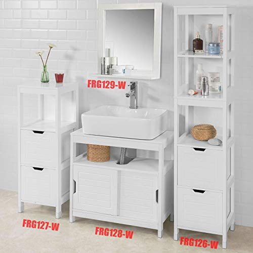 SoBuy Mueble Columna de Baño, Armario para Baño Alto,Estanterías de Baño-2 Puertas y 1 Cajón,FRG126-W,ES (Blanco)