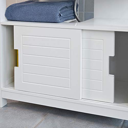 SoBuy Mueble para Debajo del Lavabo,Armario de BaƱo de Suelo,1 Estante y 2 Puertas Correderas,H60cm,FRG128-W,ES SoBuy Mueble para Debajo del Lavabo,Armario de BaƱo de Suelo,1 Estante y 2 Puertas Correderas,H60cm,FRG128-W,ES