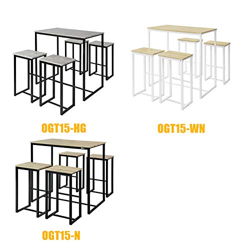 SoBuy OGT15-HG Set Mesa Alta de Bar y 4 Taburetes Muebles Bar Comedor ES (OGT15-HG)