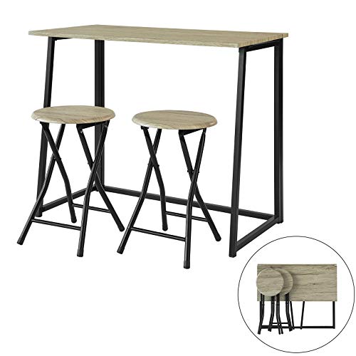 SoBuy OGT18-N,ES Set Mesa Alta de Bar y 2 Taburetes,Mueble Plegable para Cocina (2 Taburetes) SoBuy OGT18-N,ES Set Mesa Alta de Bar y 2 Taburetes,Mueble Plegable para Cocina (2 Taburetes)