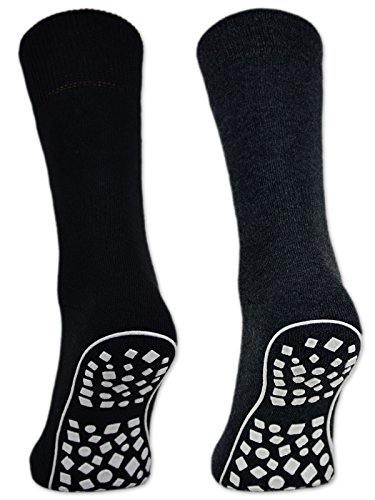 sockenkauf24 2 | 4 | 6 Pares Calcetines Antideslizantes Hombre Mujer Algodón Negro Azul Gris (43-46, 2 Pares - Negro | Azul | Gris)