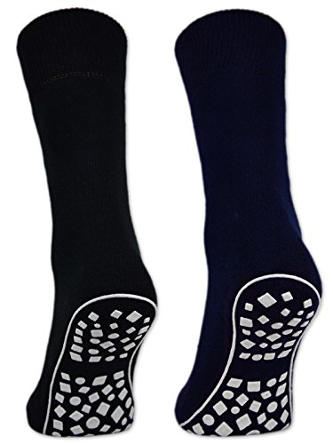 sockenkauf24 2 | 4 | 6 Pares Calcetines Antideslizantes Hombre Mujer Algodón Negro Azul Gris (43-46, 2 Pares - Negro | Azul | Gris)