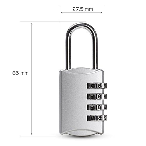 SODIAL 2 piezas de Candado de 4 digitos Codigo de seguridad Antirrobo de aleacion de zinc perfecto para armario, Estuche de viaje Etc. - Plata