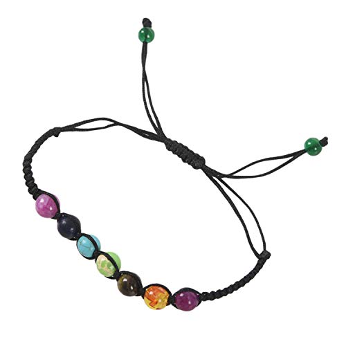 SODIAL 7 Cuentas de Equilibrio de curacion Chakra Pulsera Pulsera de energia de Yoga Vida Amantes del Arco Iris Joya Informal