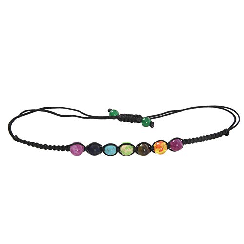 SODIAL 7 Cuentas de Equilibrio de curacion Chakra Pulsera Pulsera de energia de Yoga Vida Amantes del Arco Iris Joya Informal