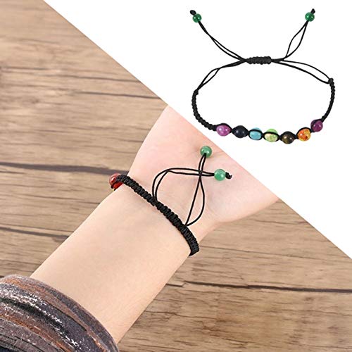 SODIAL 7 Cuentas de Equilibrio de curacion Chakra Pulsera Pulsera de energia de Yoga Vida Amantes del Arco Iris Joya Informal