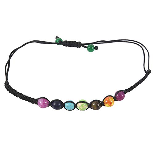 SODIAL 7 Cuentas de Equilibrio de curacion Chakra Pulsera Pulsera de energia de Yoga Vida Amantes del Arco Iris Joya Informal