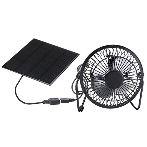 SODIAL Ventilador de refrigeracion USB de 4 pulgadas de Alta calidad de Funciona con energia solar Ventilador de hierro Para El uso en casa Oficina al aire libre El Viaje Pesca