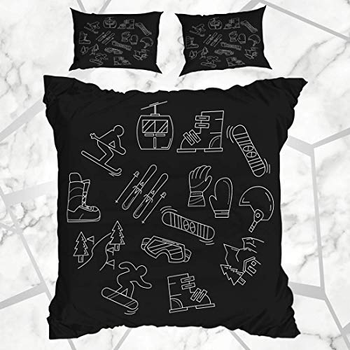 Soefipok Conjuntos de Funda nórdica Pizarra Extrema Tablas de Snow Ski Chalk Deportes Lift Recreación Arranque Cabaña Diseño de la casa Ropa de Cama de Microfibra Lineal con 2 Fundas de Almohada Soefipok Conjuntos de Funda nórdica Pizarra Extrema Tablas de Snow Ski Chalk Deportes Lift Recreación Arranque Cabaña Diseño de la casa Ropa de Cama de Microfibra Lineal con 2 Fundas de Almohada