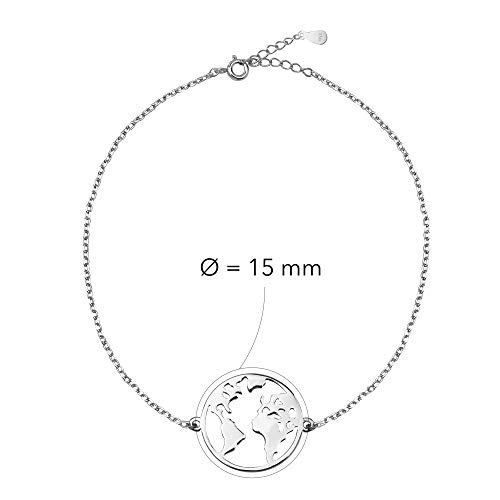 SOFIA MILANI Pulsera Mujer Mapa Mundial Mundo Plata de Ley 30175