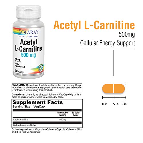 Solaray Acetyl L-Carnitine 500mg | Acetil L-Carnitina | 30 VegCaps