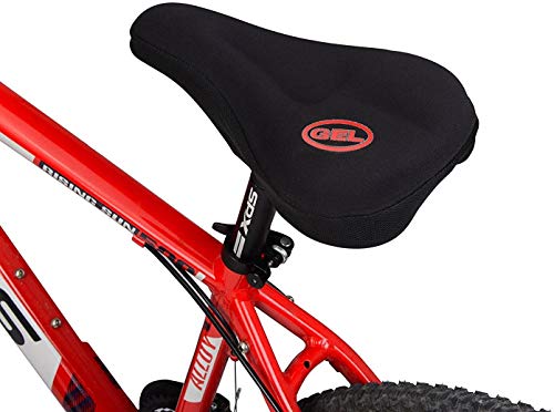 SOLEILER Funda Sillín de bicicleta de Gel, Cubre Sillin Bicicleta Gel, Cubierta de Asiento de Bicicleta Sillín Cojín para Ciclismo de Clase en Carretera Montaña o Spinning, Negro