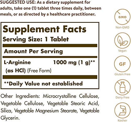 Solgar L-Arginina Comprimidos de 1000 mg- Envase de 90 Solgar L-Arginina Comprimidos de 1000 mg- Envase de 90