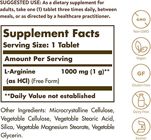 Solgar L-Arginina Comprimidos de 1000 mg- Envase de 90