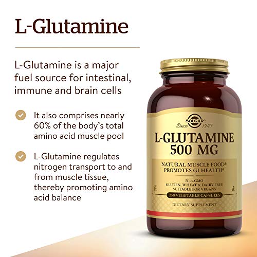 Solgar L-Glutamina Cápsulas vegetales de 500 mg - Envase de 250